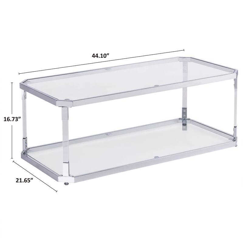 Chrome Coffee Tables Glass Coffee Table with Shelf