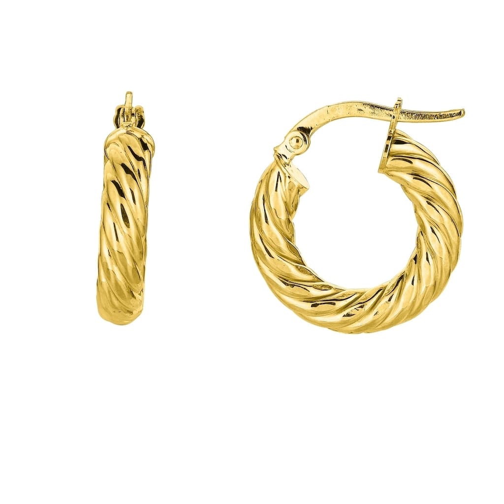 Curata 14k Yellow Gold 18x4mm Small Twists Hoop Earrings