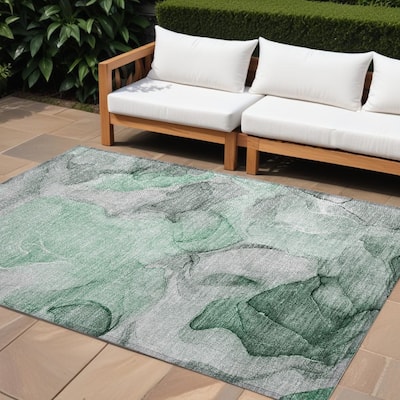 Allus Artistic Abstract Weather Resistant Classic Meets Modern Outdoor Rug