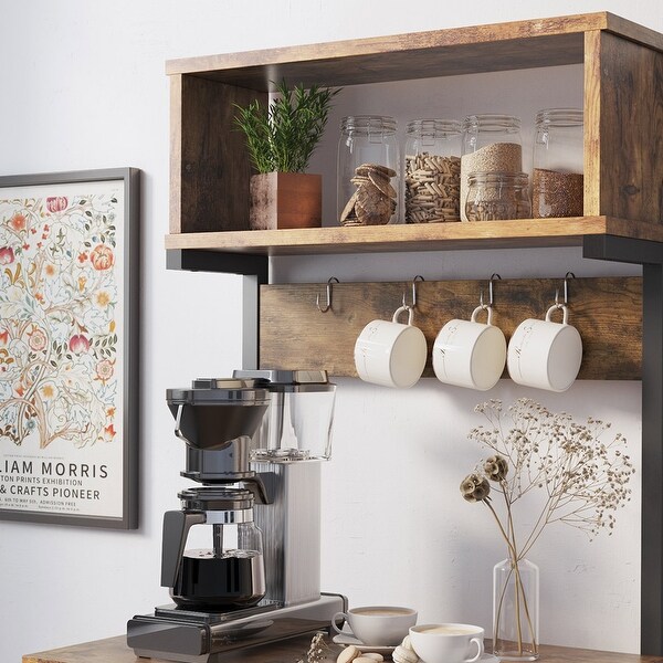 60 Inch Kitchen Baker's Rack with Hutch 8 Side Hooks - On Sale