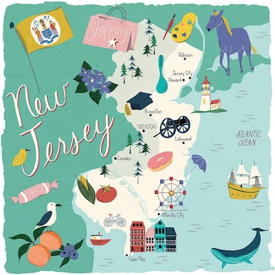 New Jersey Home 4-Pack Absorbent Stone Coasters with Protective Cork Backing 4" Square Made in The USA Easily Wipes Clean
