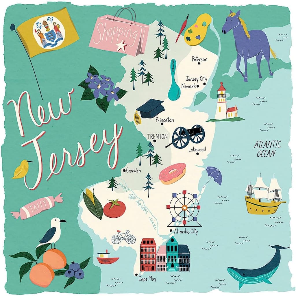 New Jersey Home 4-Pack Absorbent Stone Coasters with Protective Cork Backing 4" Square Made in The USA Easily Wipes Clean