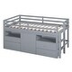preview thumbnail 8 of 9, Twin Size Loft Bed for Kids, Wooden Loft Bed w4 Storage Drawers,Cabinet,Shelves,Low Loft Bed Frame with Safety Guardrails,Grey