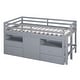 preview thumbnail 9 of 11, Twin Size Low Loft Bed with 4 Storage Drawers, Underneath Cabinet and Shelves, Wooden Bedframe with Ladder for Kids, Gray