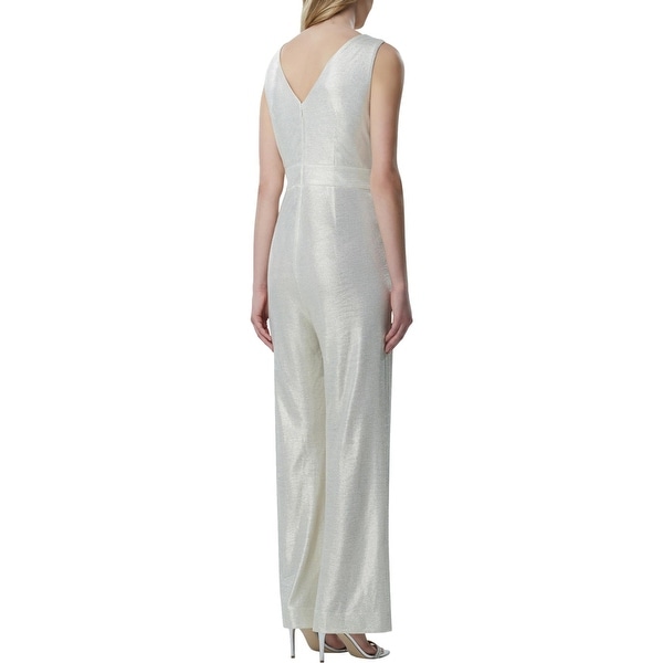 tahari metallic jumpsuit