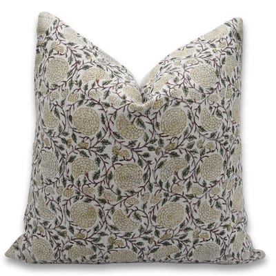 Linen Square Block print pillow Cover - Karwa Chauth