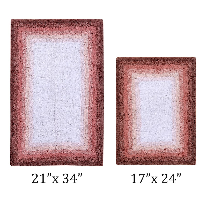 Better Trends 100% Cotton Super Soft & Highly Water Absorbent Bathroom Rugs-Torrent Collection Tufted Machine Washable Bath Mats - 2 Piece Set (17" x 24" | 21" x 34") - Rose