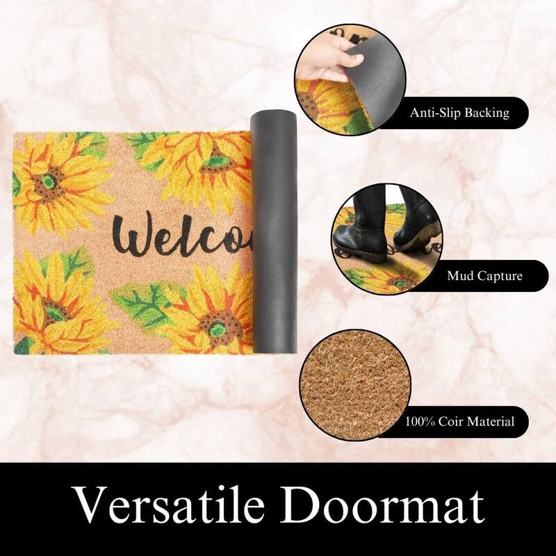 A1HC Natural Coco Coir Door Mat with Heavy Duty Non-Slip PVC Backing 18" x 30"