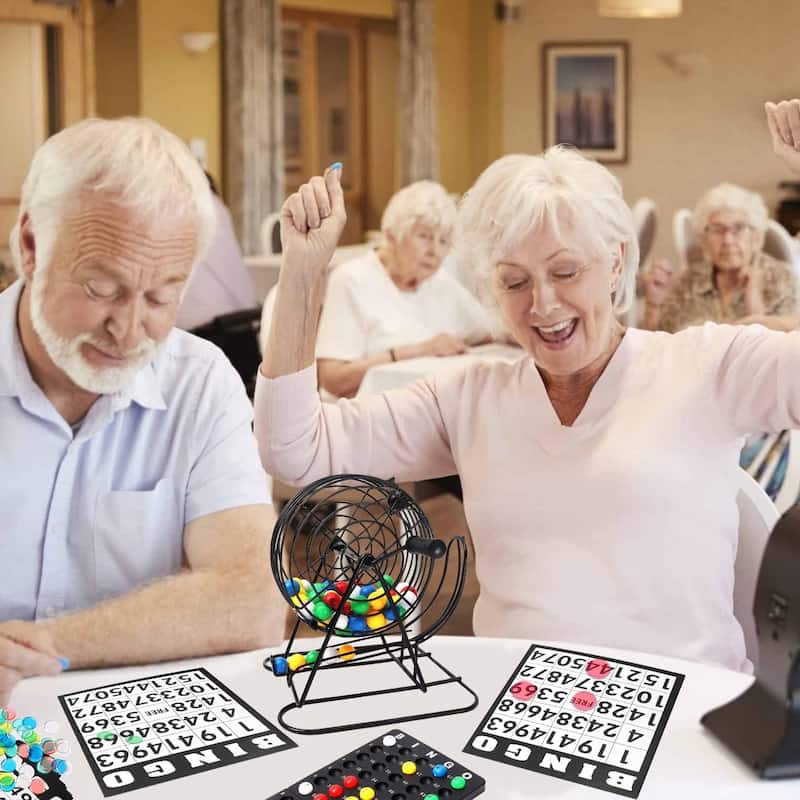 GSE™ Deluxe Bingo Game Set for Kids & Adults, Family - Roller Cage and Board, 75 Bingo Balls, 300 Bingo Chips, 50 Bingo Cards