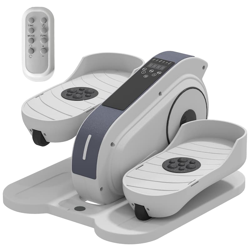 Soozier Under Desk Elliptical Machine, Electric Ellipse Leg Exerciser w/ LCD Monitor, Massage Pedal, Remote Control