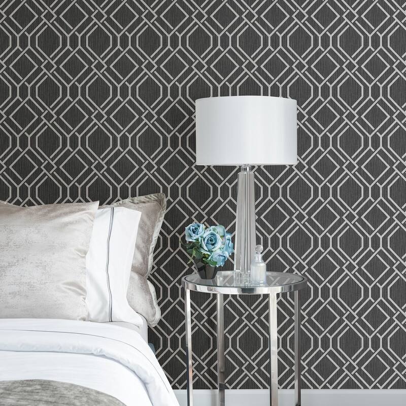 Advantage Frege Charcoal Trellis Wallpaper