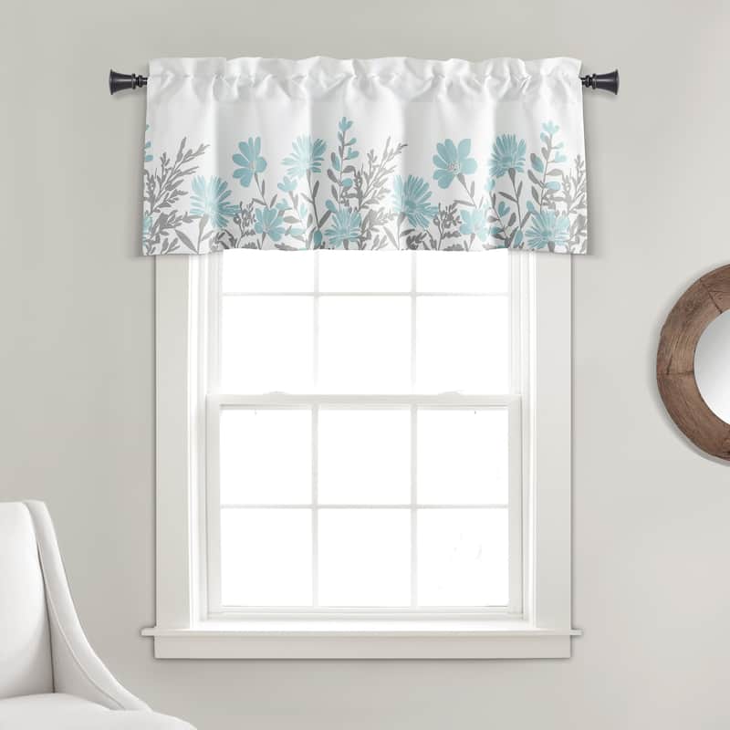 Lush Decor Aprile Light Filtering Valance - 18" x 52" - Grey/Blue