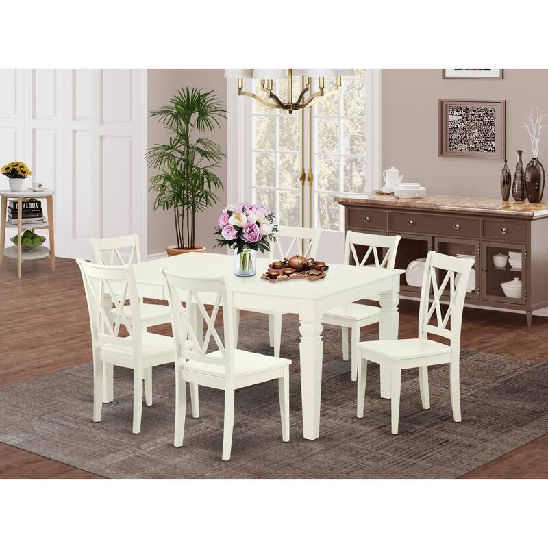 East West Furniture Dining Room Table Set - A Rectangle Kitchen Table and Dining Chairs, 42x60 Inch, Linen White(Pieces Option)
