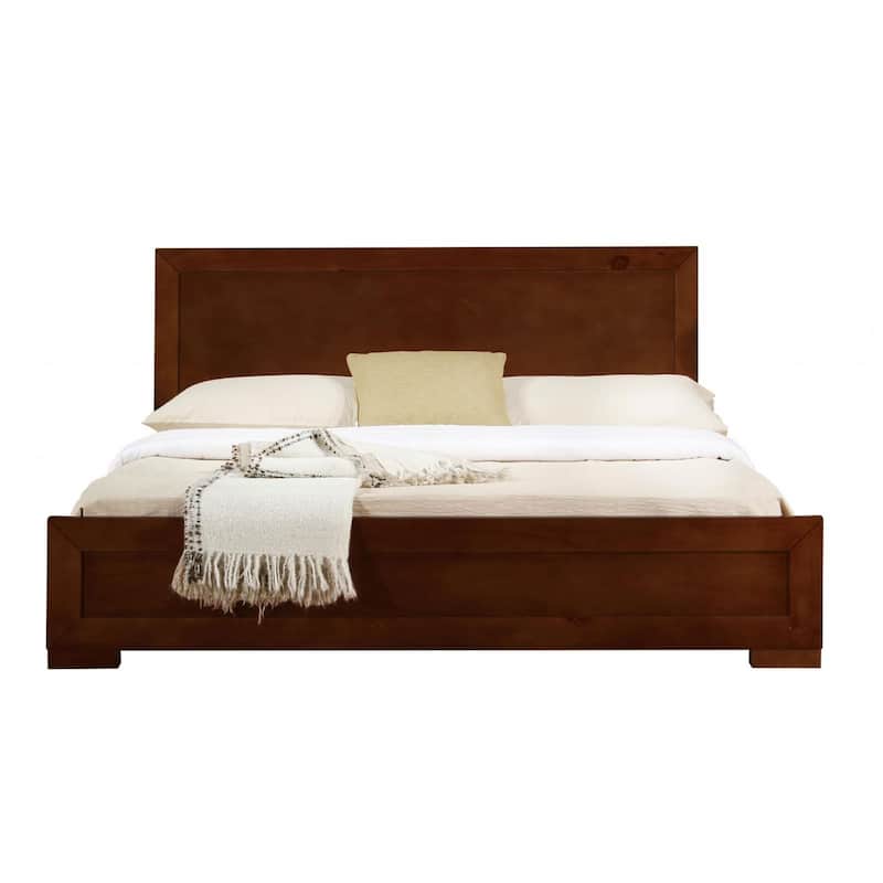 Wood Queen Bed Frame with Headboard and Solid Panel Design