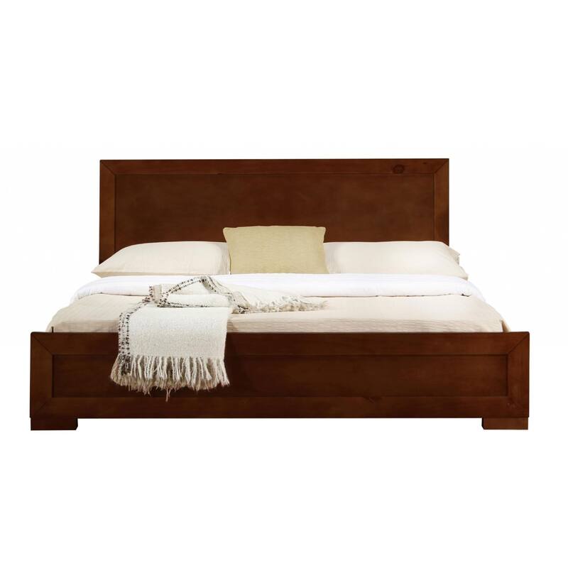 Wood Queen Bed Frame with Headboard and Solid Panel Design