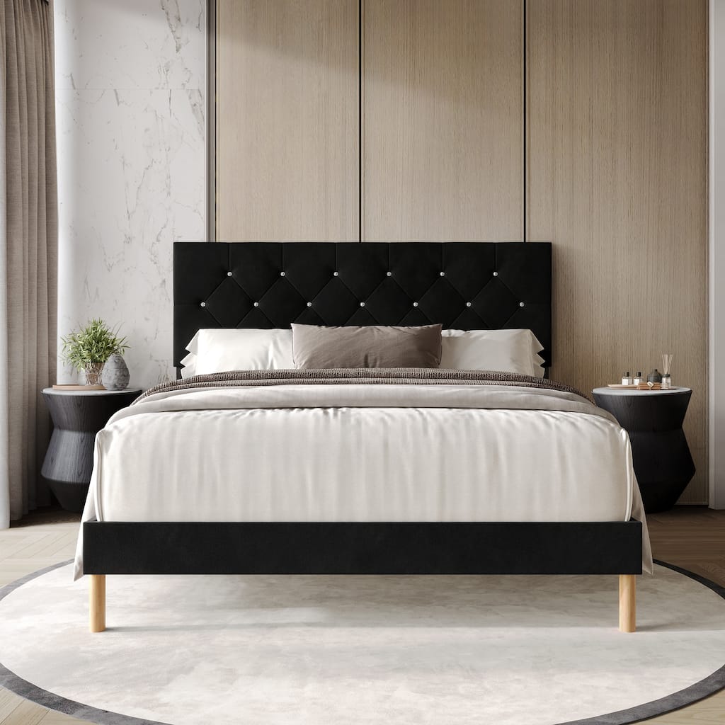 CraftPorch Elegant Velvet Upholstered Bed