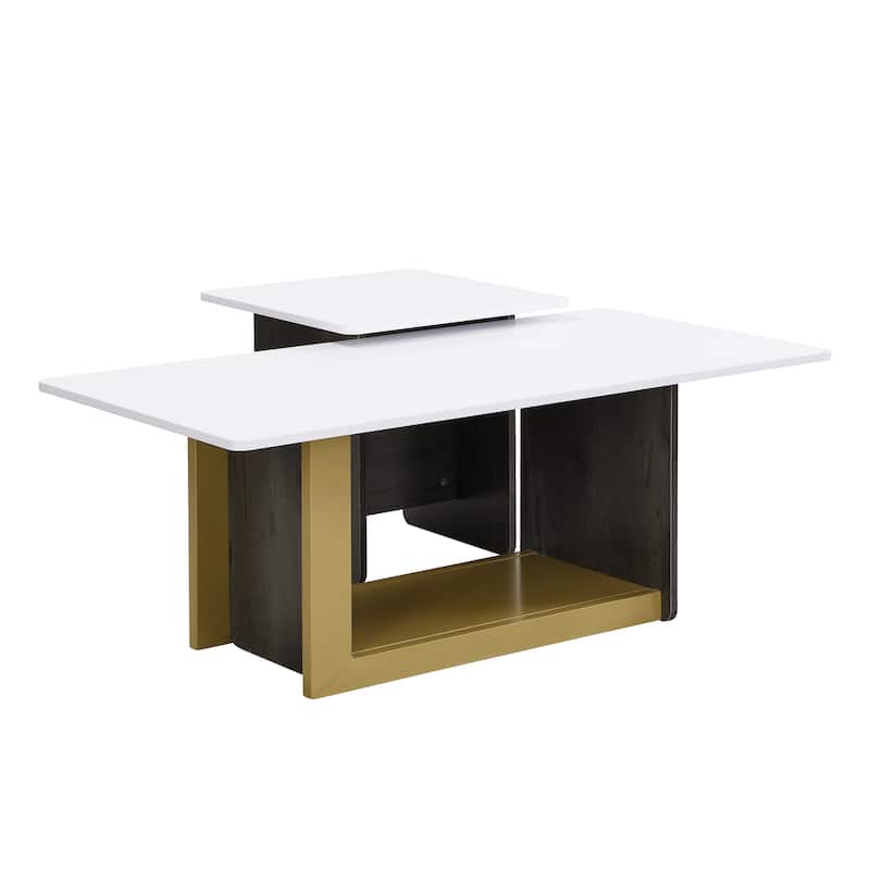 Coffee Table Set of 2, Modern Light Luxury Square End Tables with Spacious Tops, Nesting Center Tables for Small Space