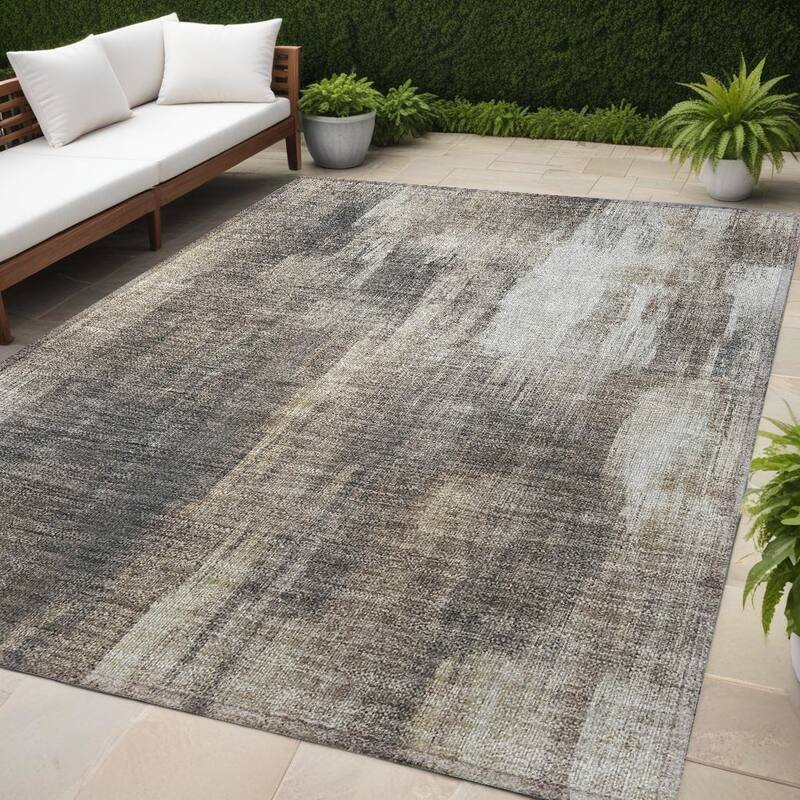 Calu Artistic Abstract Weather Resistant Classic Meets Modern Outdoor Rug - 5' X 8' - Multi