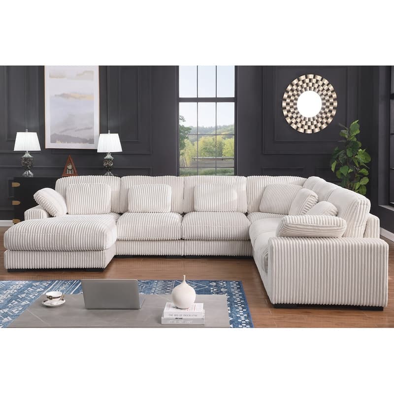 Nadine 155.5"W Corduroy Modular Corner Sectional Sofa with Left-Facing Chaise