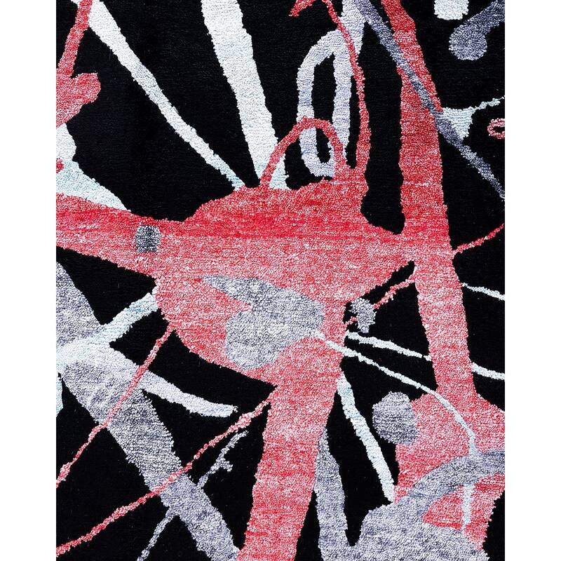 Modern One-of-a-Kind Hand-Knotted Area Rug, Black - 9' 2" x 12' 2"