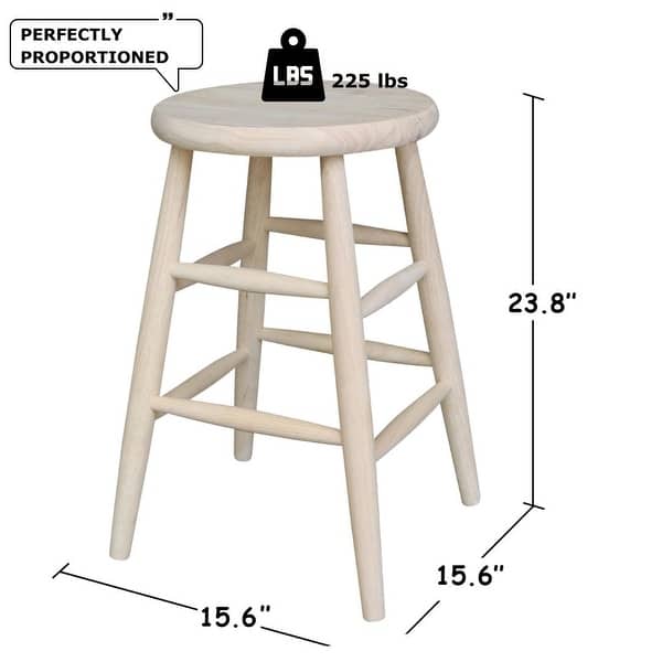 International Concepts 18-inch Round Scooped Seat Solid Wood Stool ...