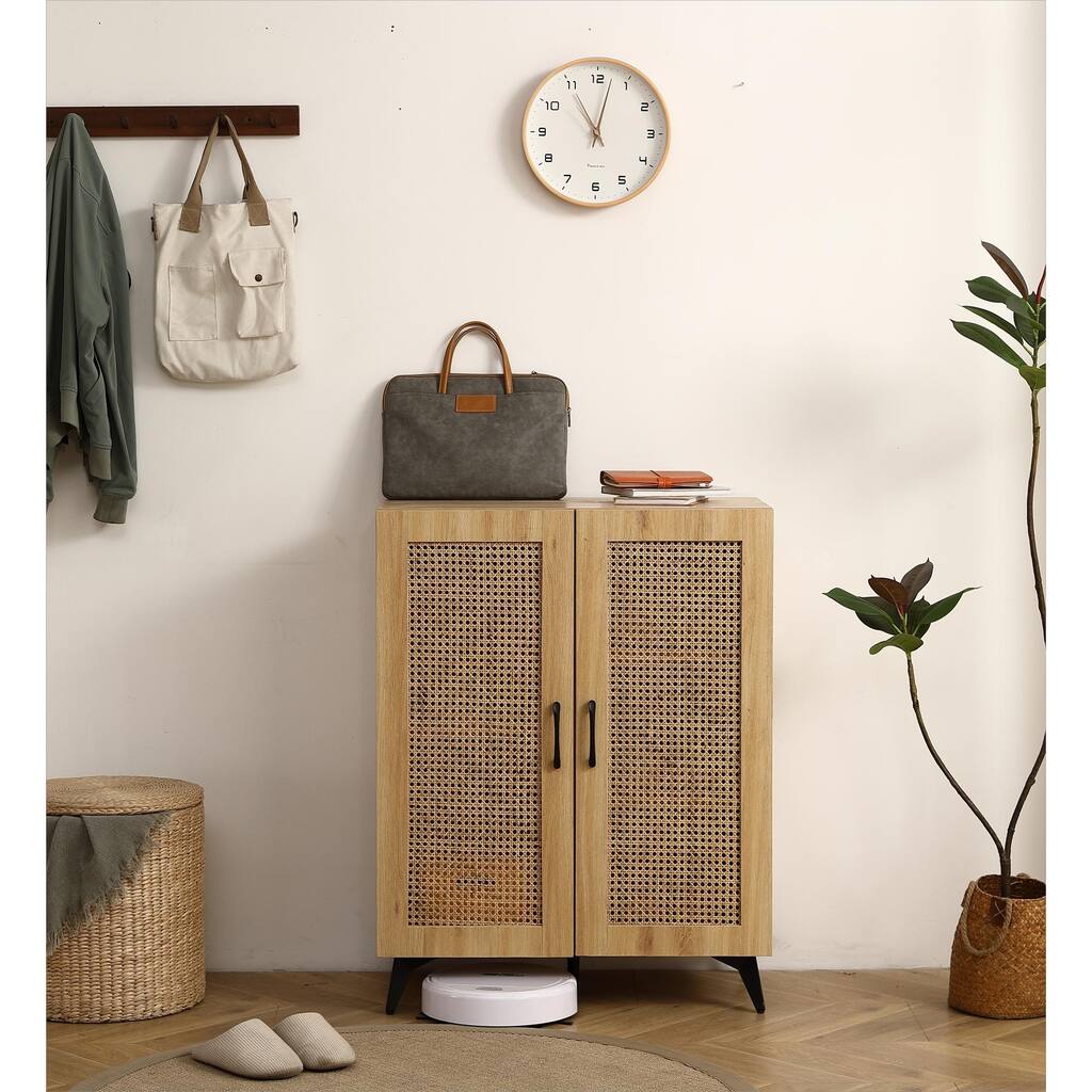 Natural Rattan Storage Cabinet Double-Door