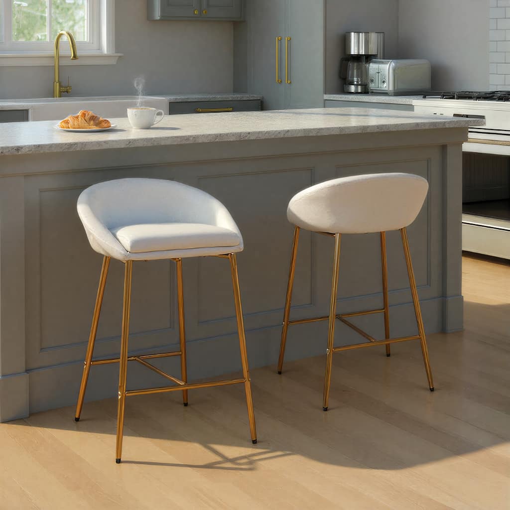 Silver Orchid Livesey Fixed-Height Glam Counter Stool (Set of 2)