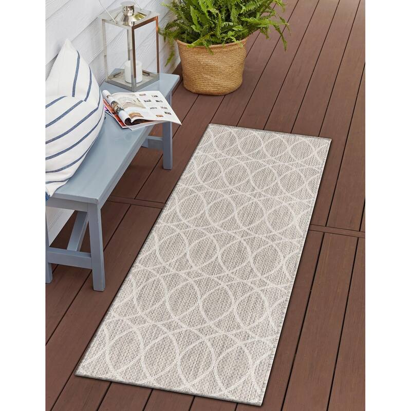 Outdoor Khence Collection Area Rug - Light Gray - 2'x7'10"
