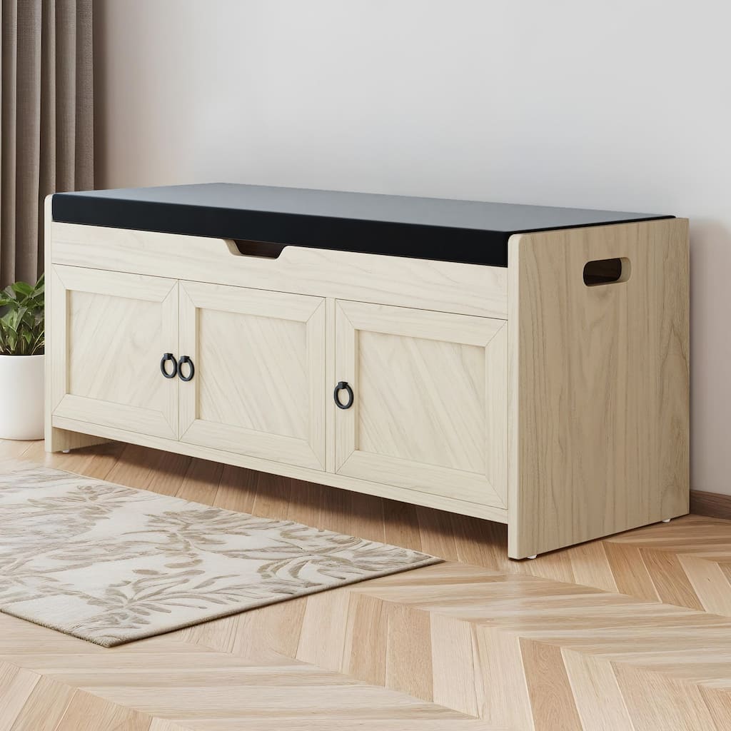 Moasis Shoe Storage Rack Cushioned Ottoman Bench with Lift Top for Hallway