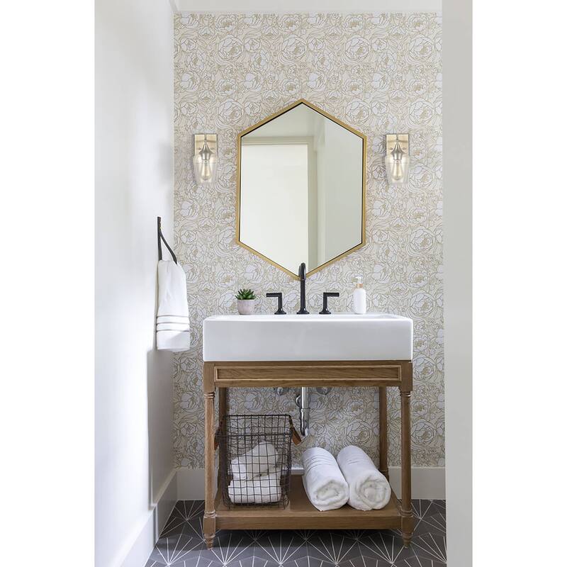 Angers Modern Simplicity 1-Light Clear Glass Wall Sconce Industrial Bathroom Vanity Lighting