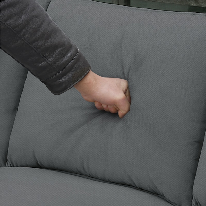 112-inch L-shaped 7-seat Modular Sectional Sofa with Ottoman and Three Pillows - 112"W x 87"D x 33"H