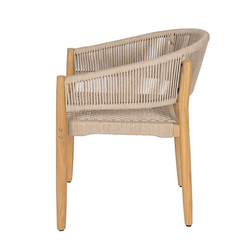 Christopher Knight Home - Natural Outdoor Acacia Wood 3-Piece Conversation Set with Rope Chairs and MGO Table