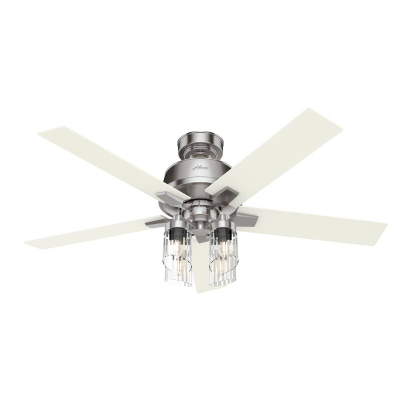 Hunter 52" Audry Brushed Nickel Indoor Chandelier Inspired Ceiling Fan LED Light Kit, Handheld Remote Glam, Transitional