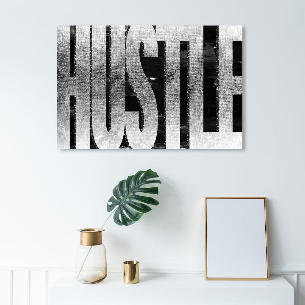 Hatcher and Ethan Prints 'Hustle Cave' Typography and Quotes Gray Wall Art Canvas Print