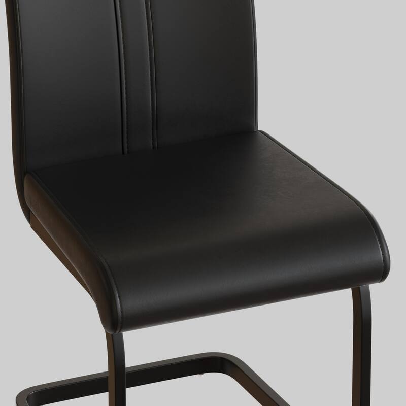 Dining Chairs,PU Faux Leather High Back Upholstered Side Chair with Black Metal Leg