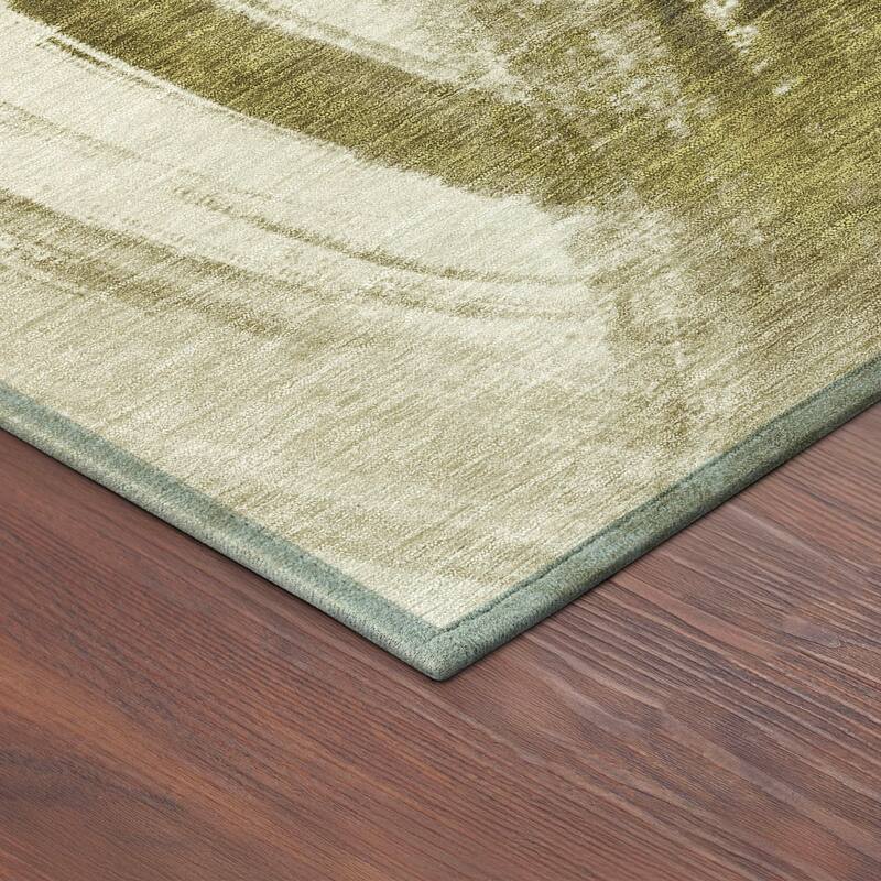 Machine Washable Indoor/ Outdoor Abstract Brushstroke Chantille Rug