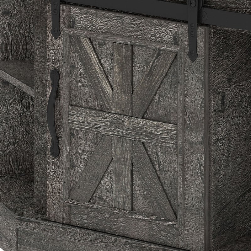 Moasis 47.2" W Corner TV Stand with Power Outlet, Barned-Door Cabinet