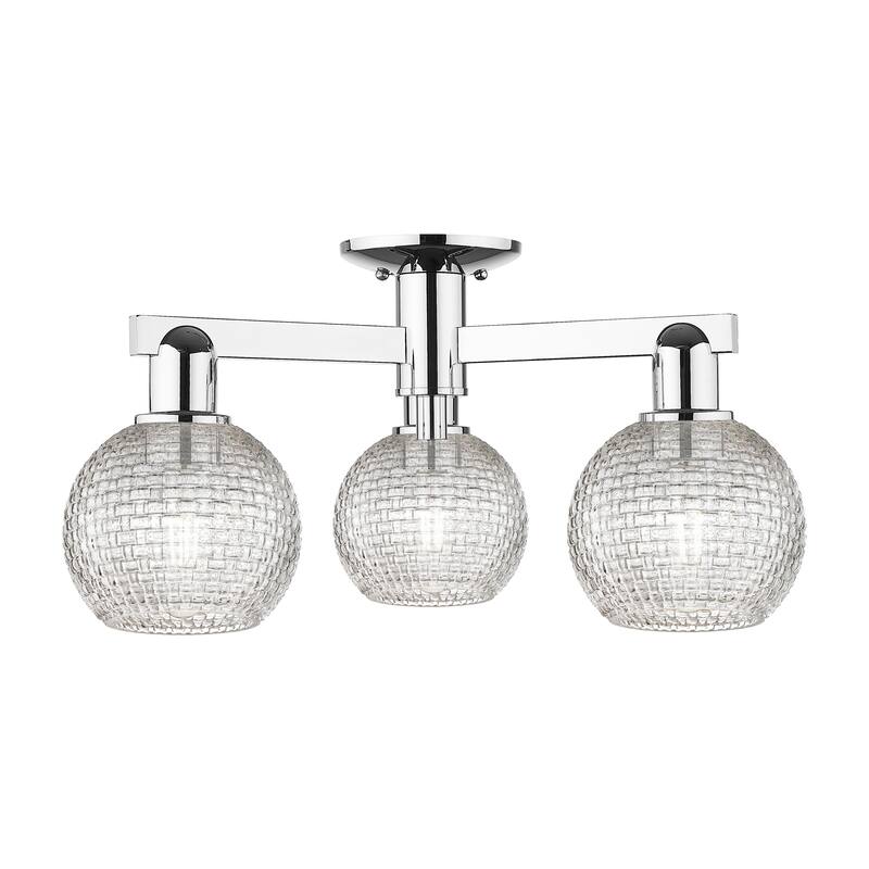 Innovations Lighting Endless Possibilities Arcadia - Athens - 3 Light 23" Basketweave Semi-Flush Mount - Polished Chrome