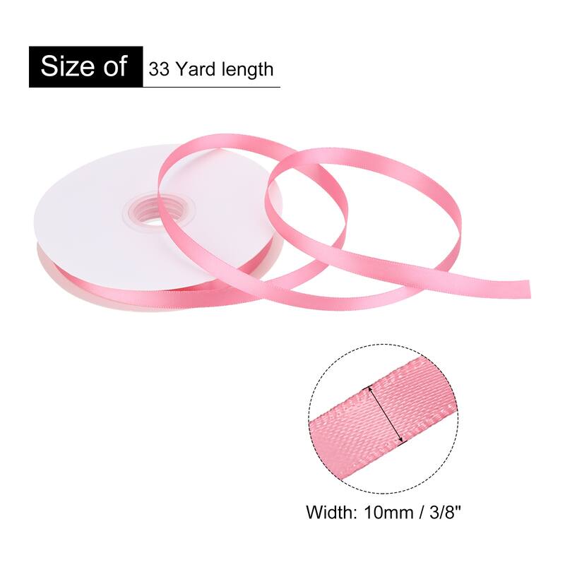 Satin Ribbon Grosgrain Valentine Solid Double Face Wedding Ribbon - Pink - 3/8" x 33 Yard