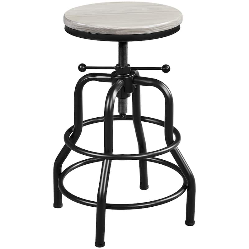 Yaheetech Industrial Swivel Bar Stool with Round Wood Seat Counter-Height Stool