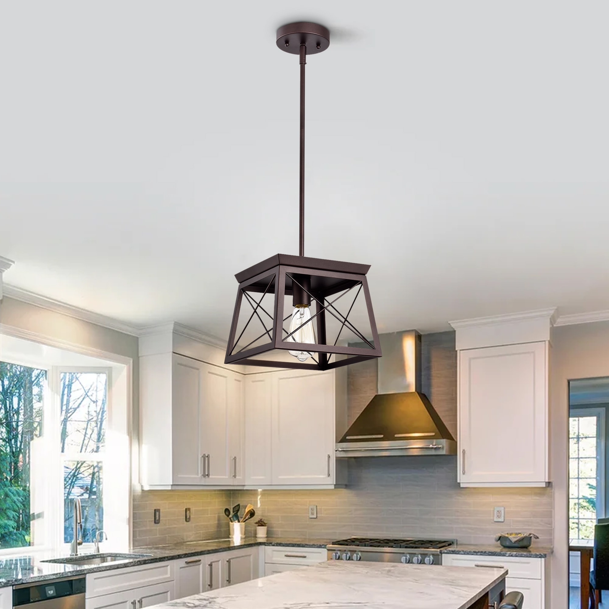rustic geometric oil rubbed bronze kitchen island pendant lighting
