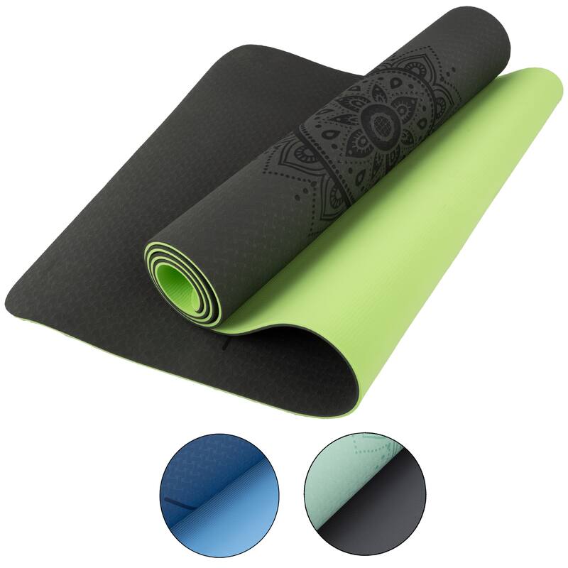 Yoga Mat with Alignment Marks - Lightweight Exercise Mat with Carry Strap for Home Workout or Travel by Wakeman Outdoors