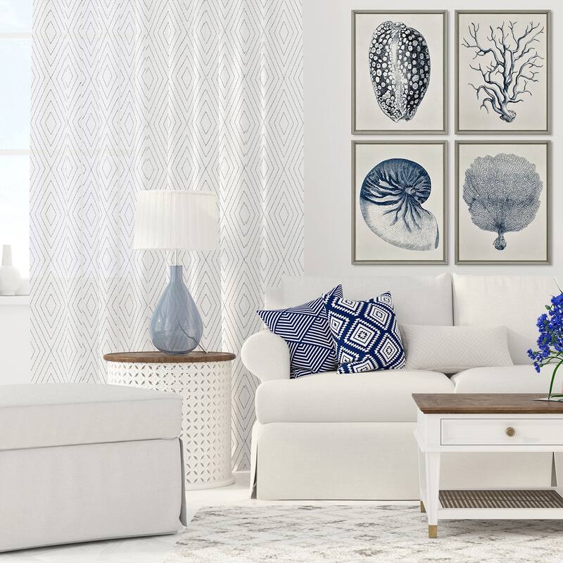 Coastal S/4 Framed Art Giclee Under Glass - Blue