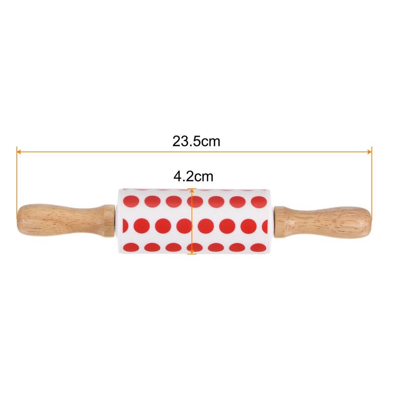 Silicone Rolling Pins for Baking 23.5cm x 4.2cm Red White - Red White - Red White