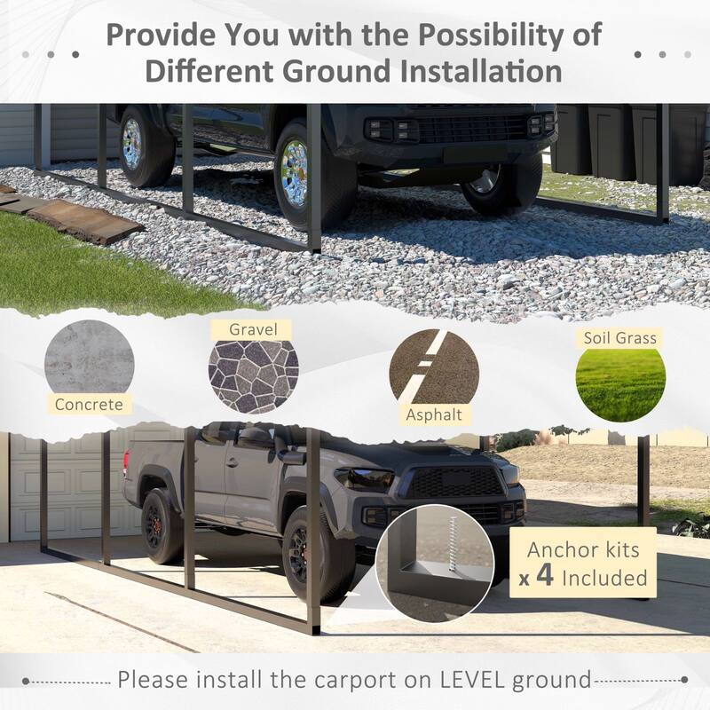 VEIKOUS Heavy Duty Metal Carport Galvanized Steel Shelter for Cars, Boats, and Tractors