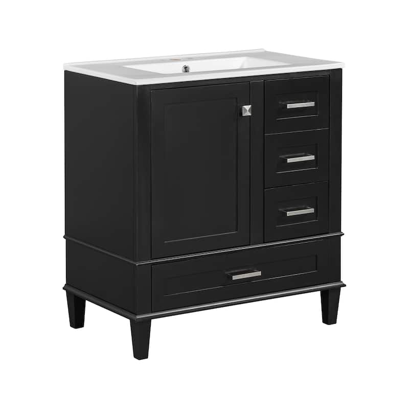 Roomfitters 30" Bathroom Vanity, Modern Cabinet with Sink Combo Set, Storage with Soft-Close Door and 3 Drawers