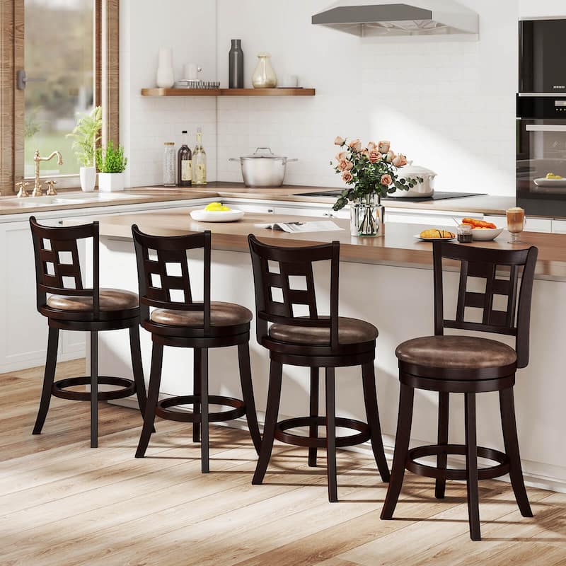 Costway Set of 2/4 Bar Stools 26" Swivel Bar Chairs with Footrest, - See Details