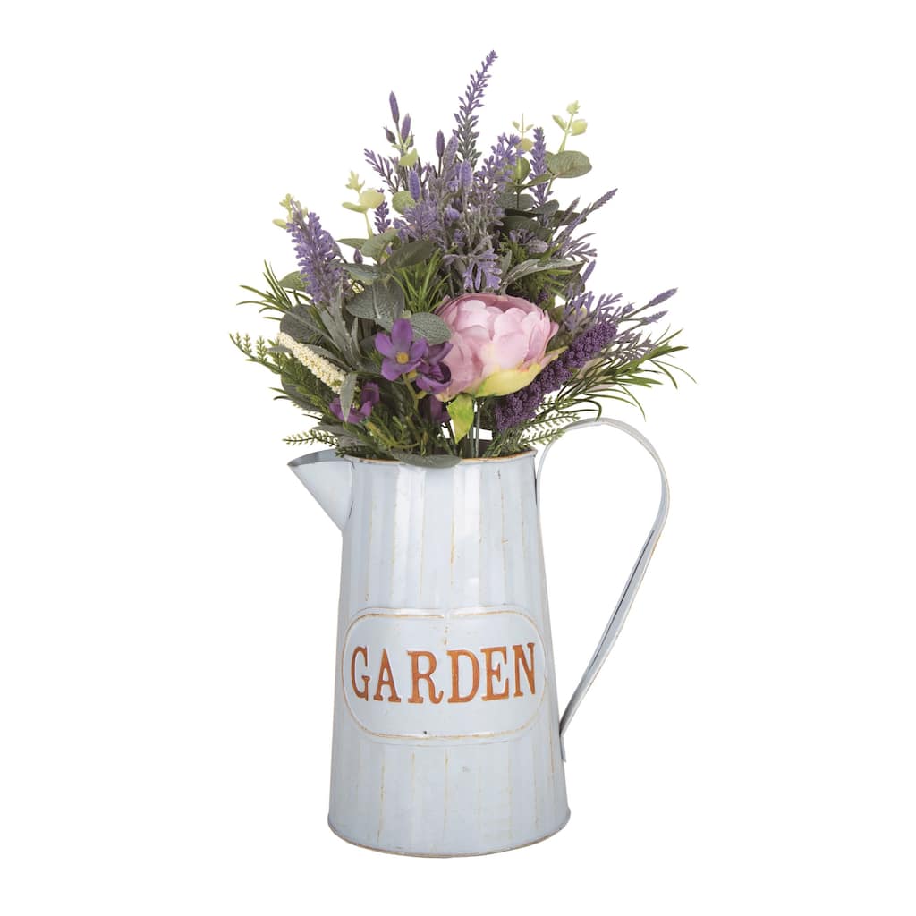 Transpac Plastic 19" White Spring Spring Watering Can Arrangement