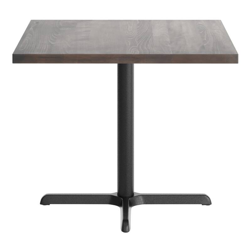 Square Solid Wood Commercial Tabletop with 30" x 30" Dining Height X-Base - 36"W x 36"D x 29.5"H
