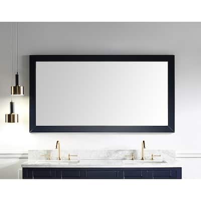 60-in W x 31.5-in H Navy Blue Rectangular Bathroom Mirror - Brown/Blue